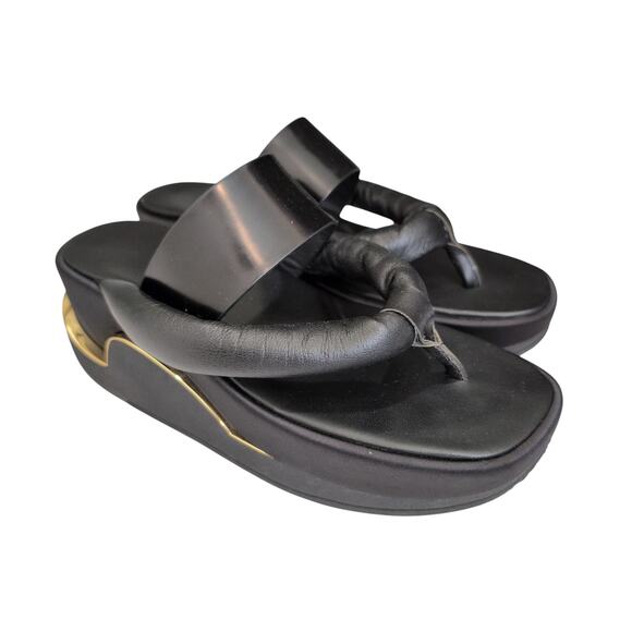 4CCCCEES Eclipse Sling Shoe Black Thong Sandal Platform Leather 39 US 8-8.5 $350 - Picture 1 of 14